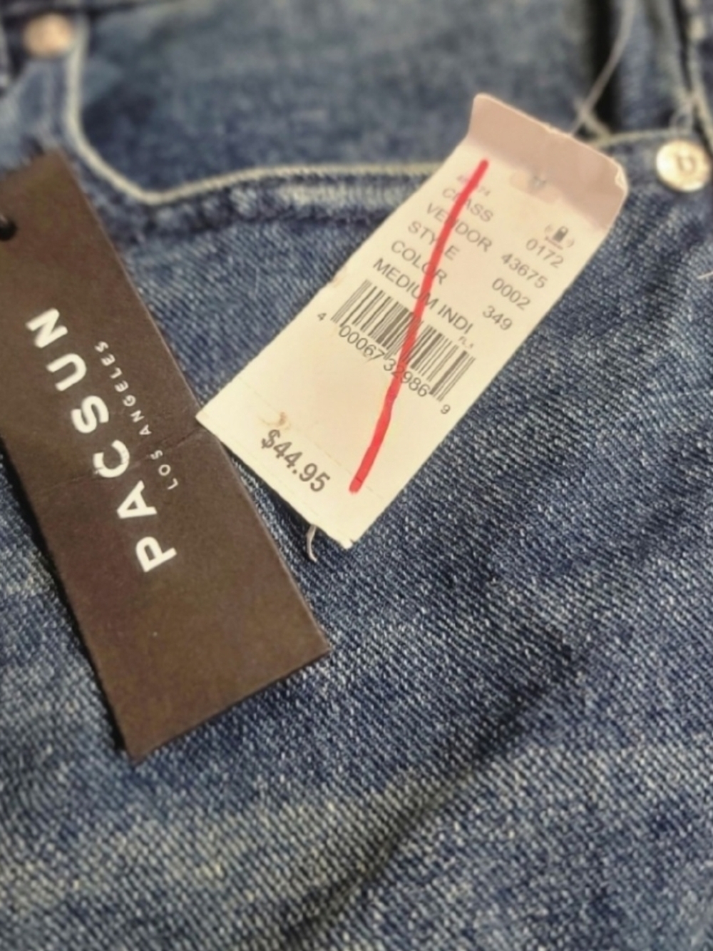 PACSUN Men's Washed Blue Denim Moto Shorts - Picture 4 of 6